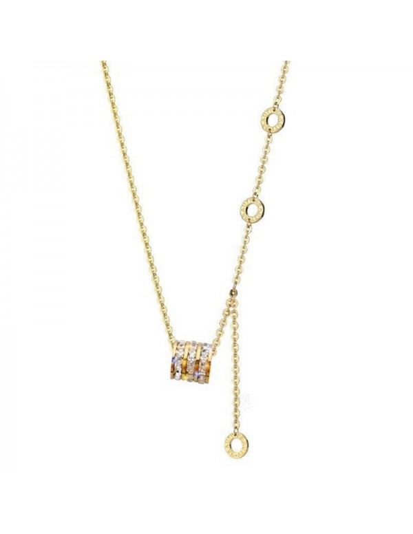 Jewels Galaxy Gold Plated Stainless Steel Cubic Zirconia Pendant with Hanging Loop