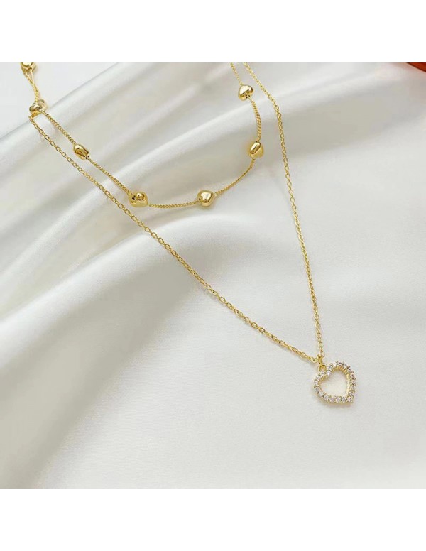 Jewels Galaxy Gold Plated Korean Heart themed AD Layered Pendant