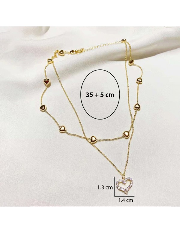 Jewels Galaxy Gold Plated Korean Heart themed AD Layered Pendant