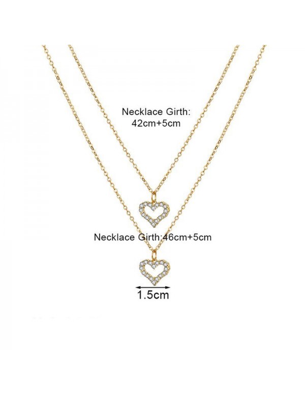 Jewels Galaxy Gold Plated Korean Dual Hearts AD Layered Pendant