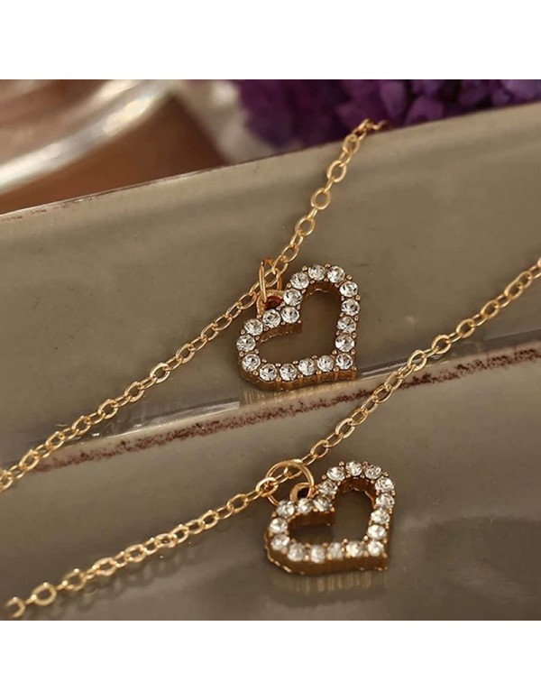 Jewels Galaxy Gold Plated Korean Dual Hearts AD Layered Pendant