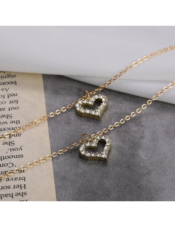 Jewels Galaxy Gold Plated Korean Dual Hearts AD Layered Pendant