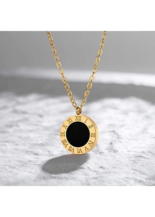 Jewels Galaxy Gold Plated Stainless Steel Roman Numerals Anti Tarnish Pendant