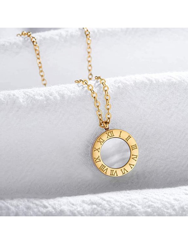 Jewels Galaxy Gold Plated Stainless Steel Roman Numerals Anti Tarnish Pendant