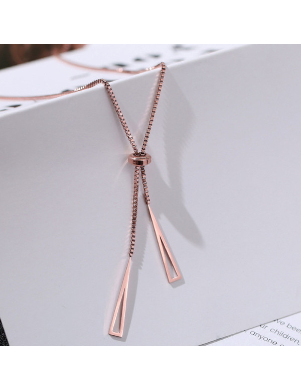 Jewels Galaxy Rose Gold Plated Stainless Steel Geometric Tassel Pull-out Necklace