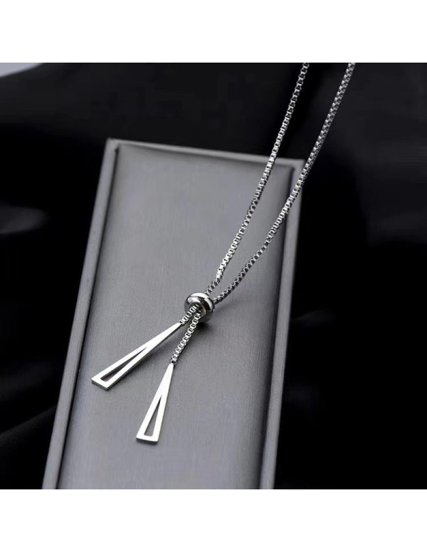 Jewels Galaxy Silver Plated Stainless Steel Geometric Tassel Pull-out Necklace