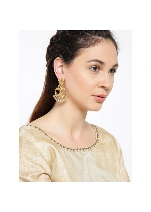 Jewels Galaxy Gold Plated Ethnic LCT Mayur inspired Chandelier Earrings 5053