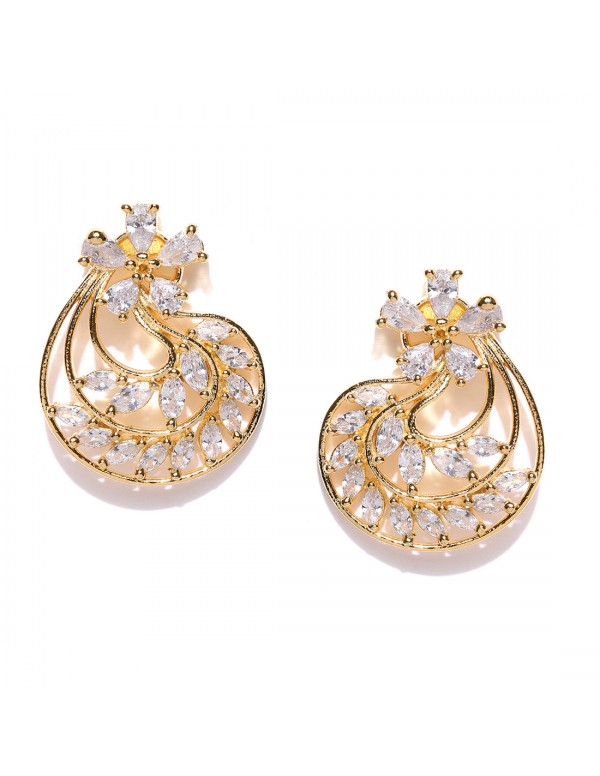 Jewels Galaxy Gold Plated Traditional White Floral...