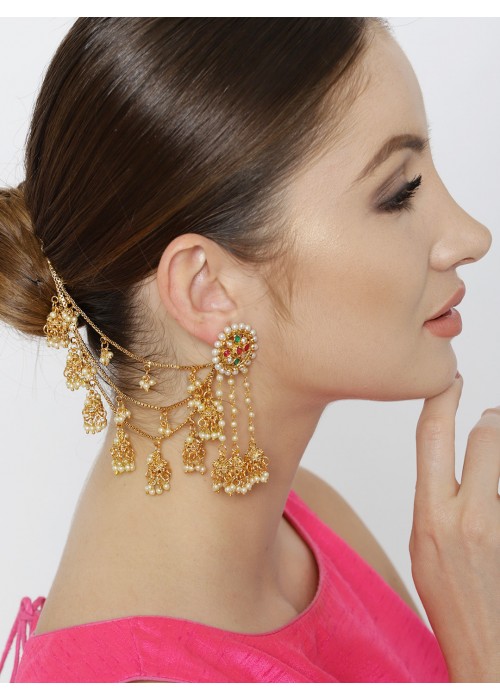 Jewels Galaxy Gold Plated Multicolor Bahubali Earrings 6159
