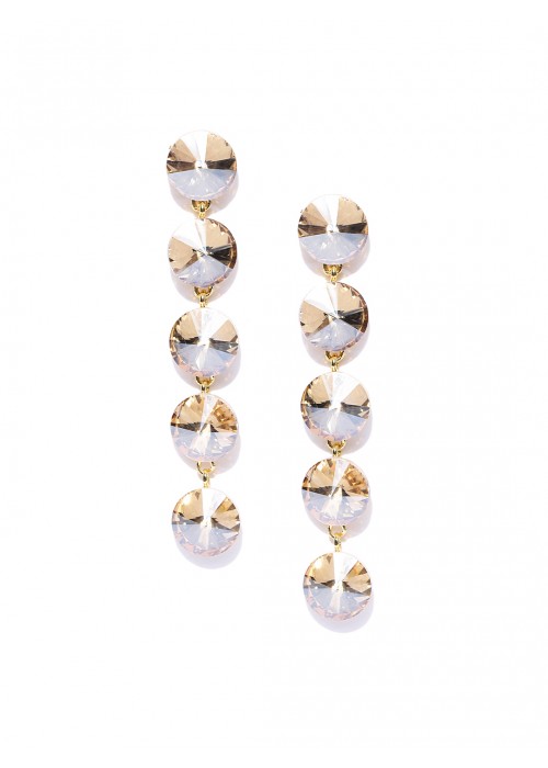 Jewels Galaxy Gold-Plated Stone-Studded Circular Drop Earrings  9736