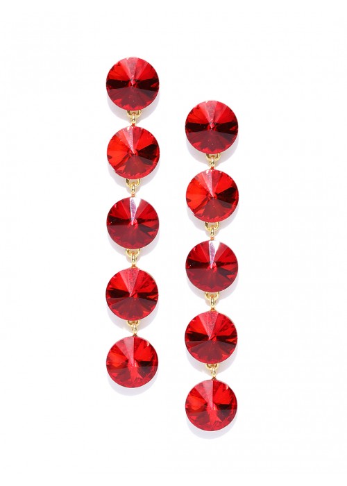 Jewels Galaxy Red Gold-Plated Circular Drop Earrings  9737