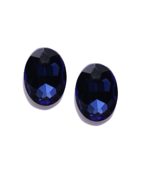Jewels Galaxy Navy Gold-Plated Oval Stone Studs  9...