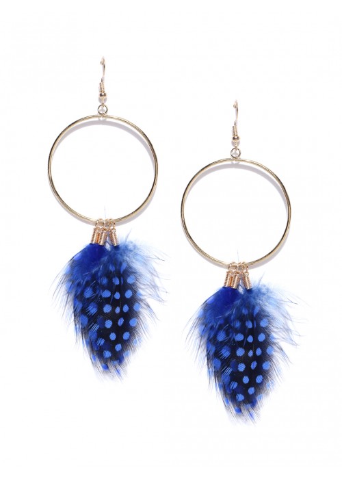 Jewels Galaxy Blue Gold-Plated Circular Drop Earrings  9854