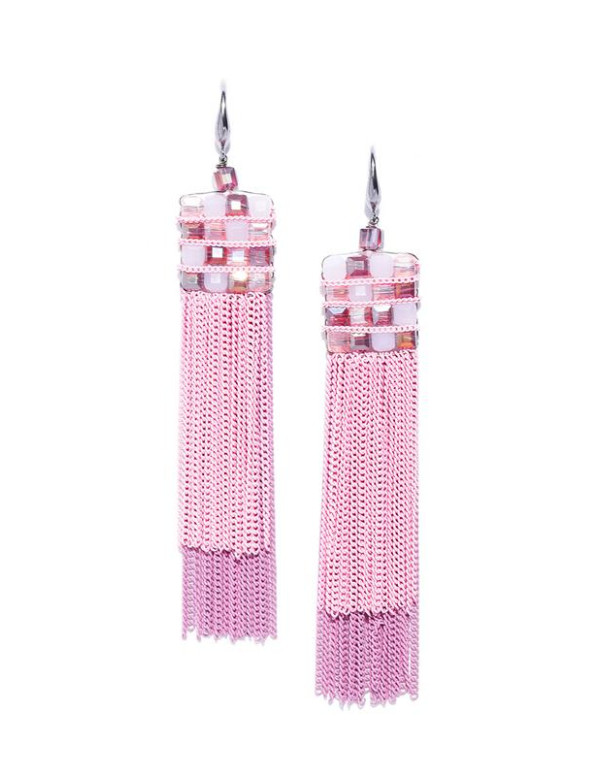 Pink Silver-Plated Handcrafted Drop Earrings 35156