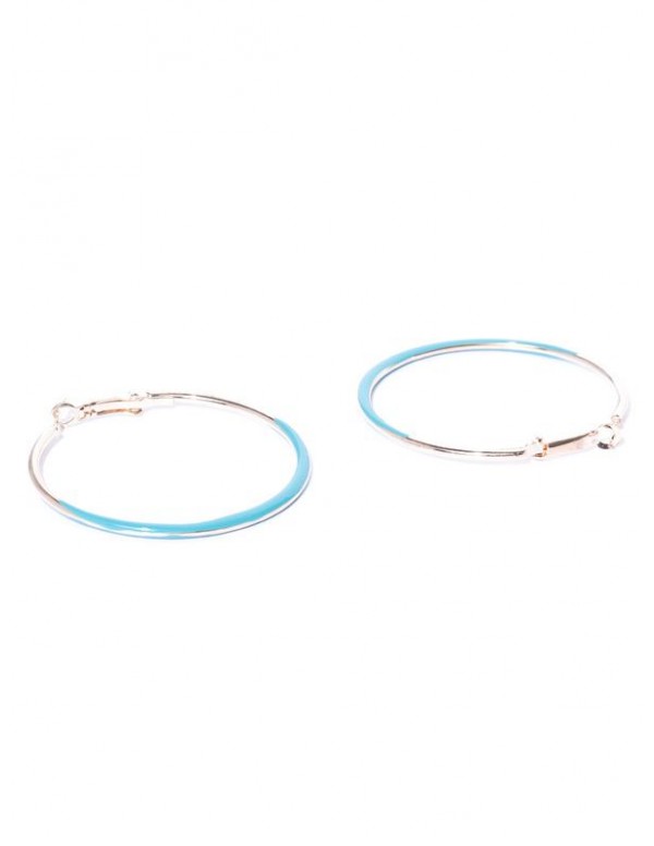 Blue Gold-Plated Circular Handcrafted Hoop Earrings 35185