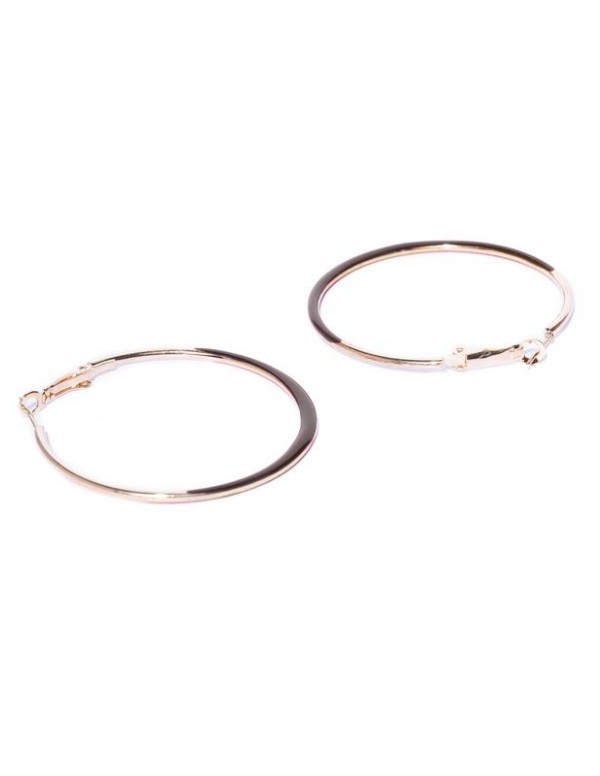 Black Gold-Plated Circular Handcrafted Hoop Earrings 35186