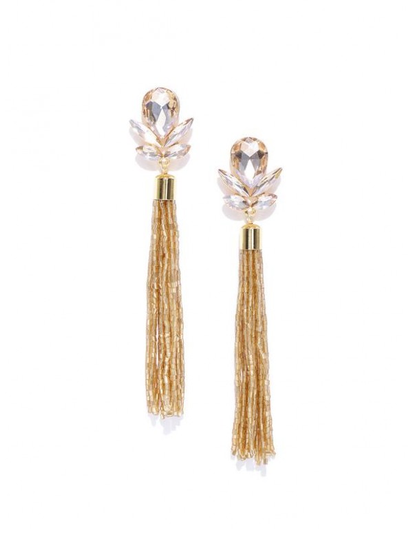 Gold-Toned Handcrafted Contemporary Drop Earrings ...