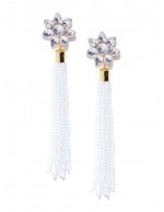 White Gold-Plated Stone-Studded Handcraf...