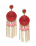Red Gold-Plated Handcrafted Circular Dro...