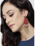 Red Gold-Plated Handcrafted Circular Dro...