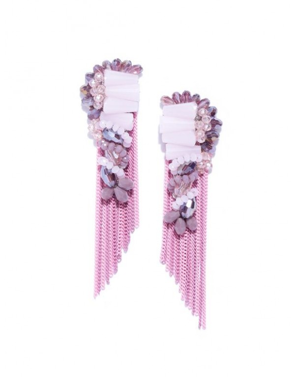 Pink & Mauve Beaded Tasseled Handcrafted Drop ...