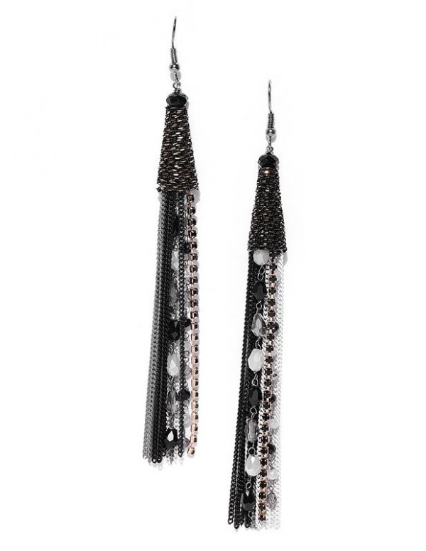 Black & White Silver-Plated Handcrafted Tassel...