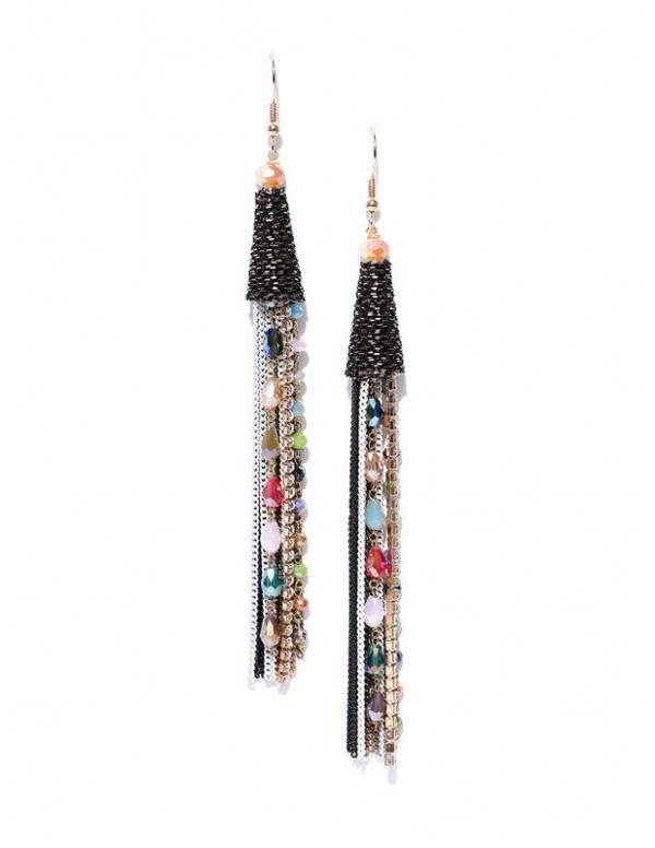 Black & White Gold-Plated Handcrafted Contemporary Drop Earrings
 35345