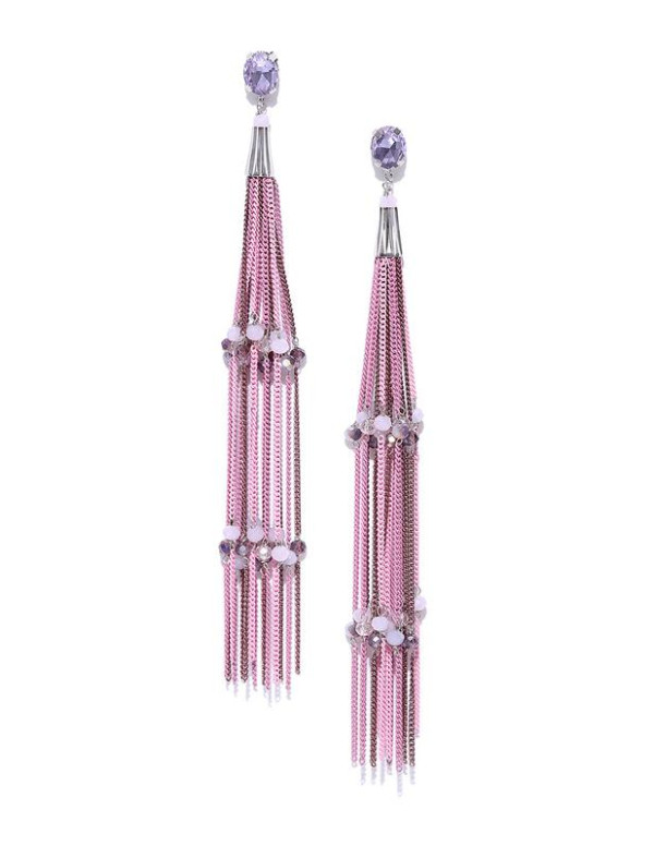 Pink & Lavender Silver-Plated Tasseled Handcra...