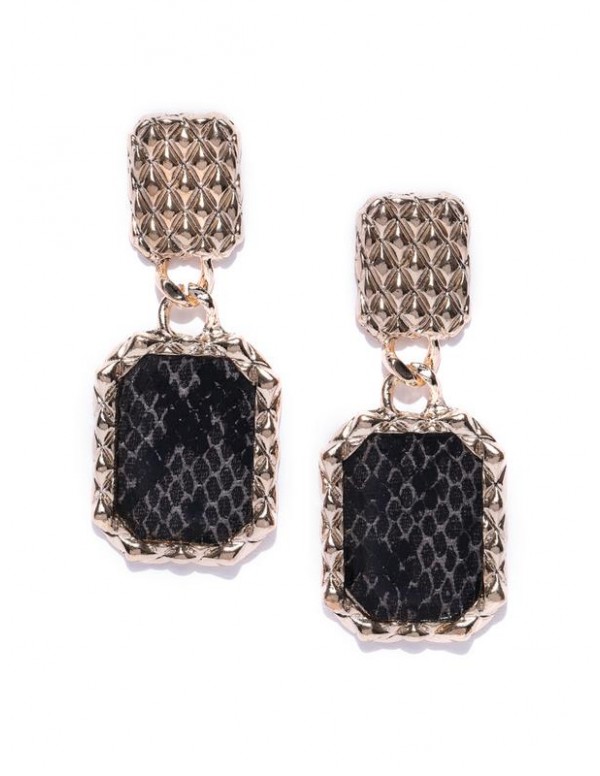 Black Rose Gold-Plated Handcrafted Geometric Drop Earrings 35436