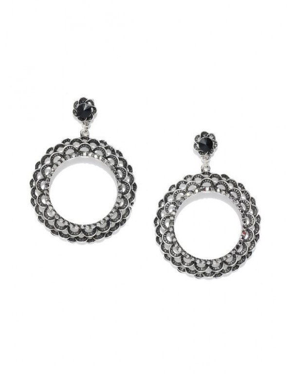 Black Oxidized Silver-Plated Handcrafted Circular ...