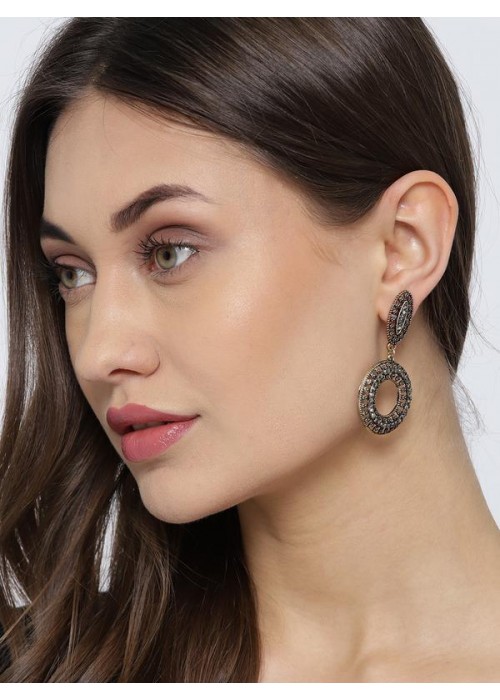 Copper-Plated Handcrafted Circular Drop Earrings 35444