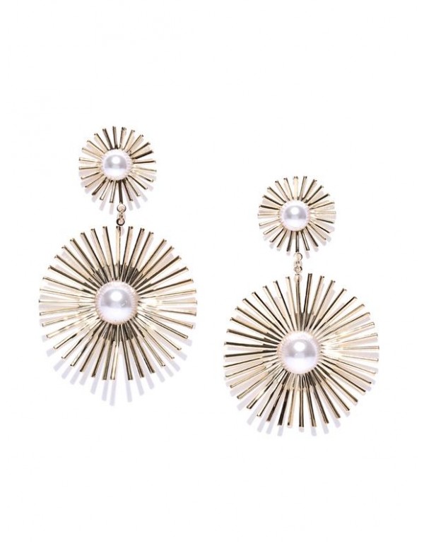 Gold-Plated Handcrafted Contemporary Drop Earrings 35450