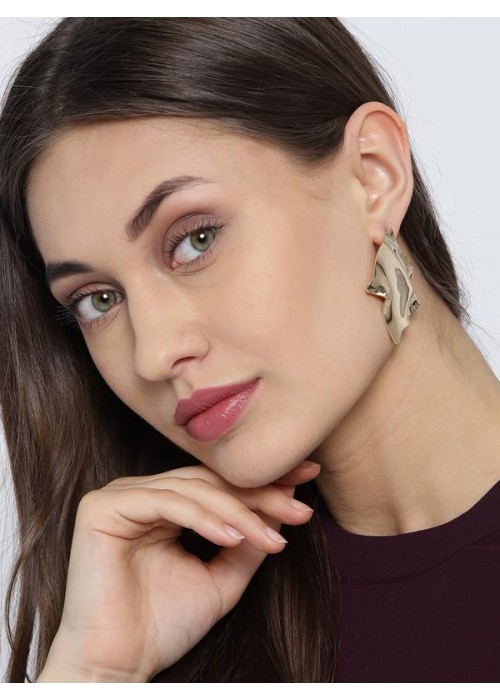 Gold-Plated Handcrafted Contemporary Drop Earrings 35456