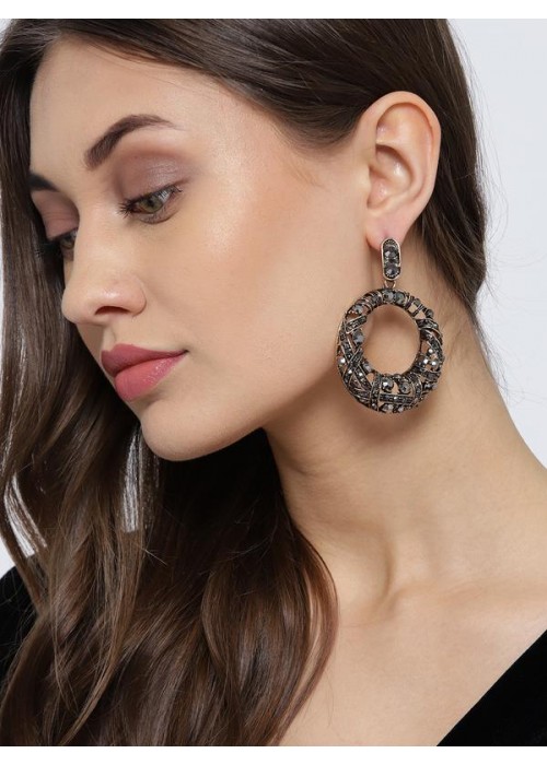 Copper-Plated Handcrafted Circular Drop Earrings 35510