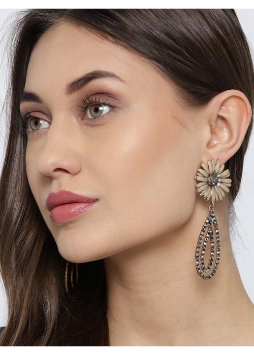 Copper-Plated Handcrafted Floral Drop Earrings 35526