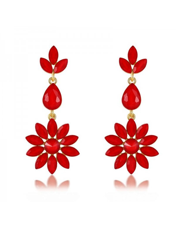 Jewels Galaxy Red Gold-Plated Stone-Studded Floral...
