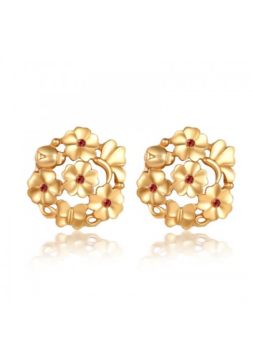 Jewels Galaxy Gold-Plated Stone-Studded Floral Shaped Studs 35609