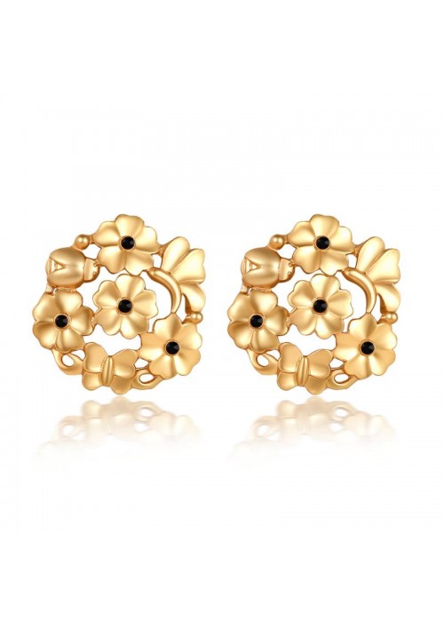 Jewels Galaxy Gold-Plated Floral Stone-Studded Drop Earrings 35611