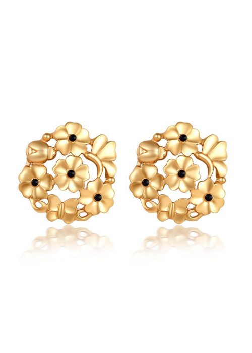 Jewels Galaxy Gold-Plated Floral Stone-Studded Drop Earrings 35611