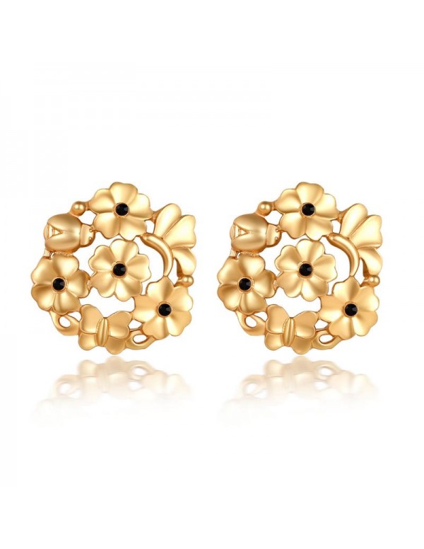 Jewels Galaxy Gold-Plated Floral Stone-Studded Dro...