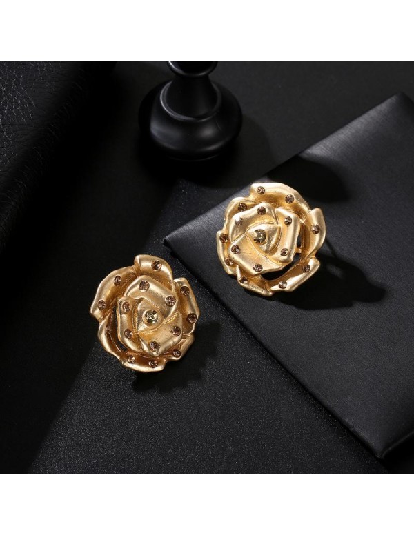 Jewels Galaxy Gold-Plated Stone-Studded Floral Drop Earrings 35614