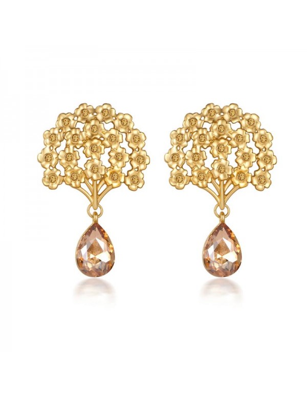 Jewels Galaxy Gold-Plated Stone-Studded Floral Dro...