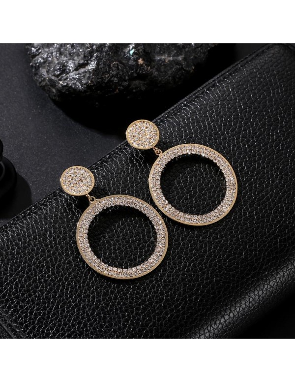 Jewels Galaxy Gold-Plated Stone-Studded Circular Drop Earrings 35656