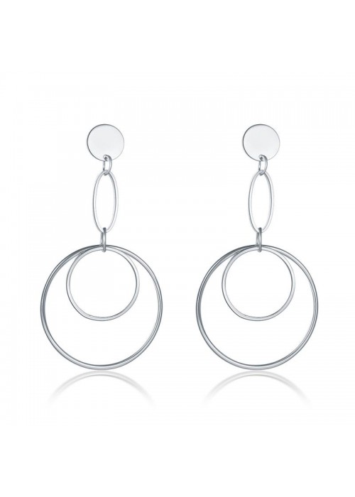 Jewels Galaxy Silver-Plated Circular Drop Earrings 35667