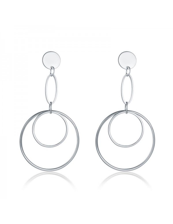 Jewels Galaxy Silver-Plated Circular Drop Earrings...