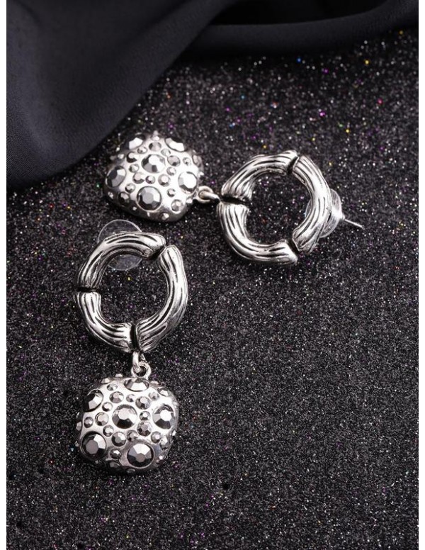 Jewels Galaxy Gunmetal-Toned Silver-Plated Stone-S...