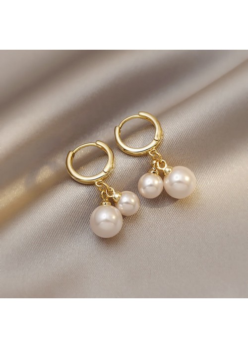 Jewels Galaxy Gold Plated Amazing Korean Twin Pearls Drop Earrings