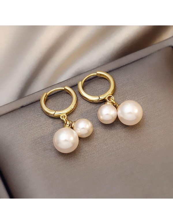 Jewels Galaxy Gold Plated Amazing Korean Twin Pearls Drop Earrings