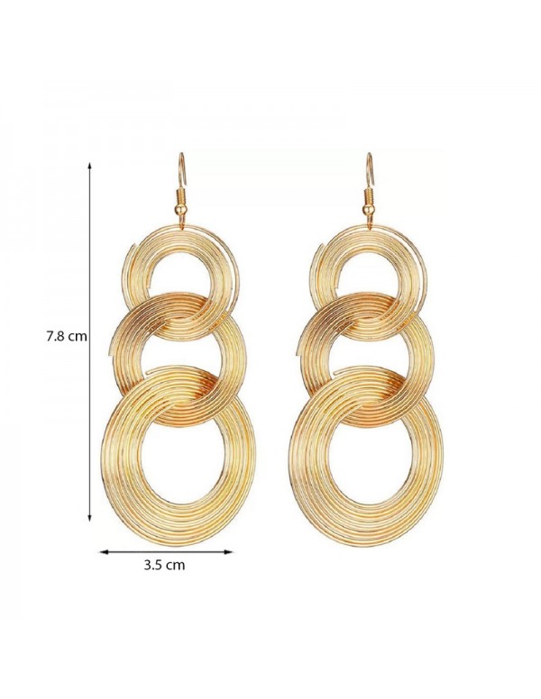 Jewels Galaxy Gold Plated Korean Circle of Life Drop Earrings