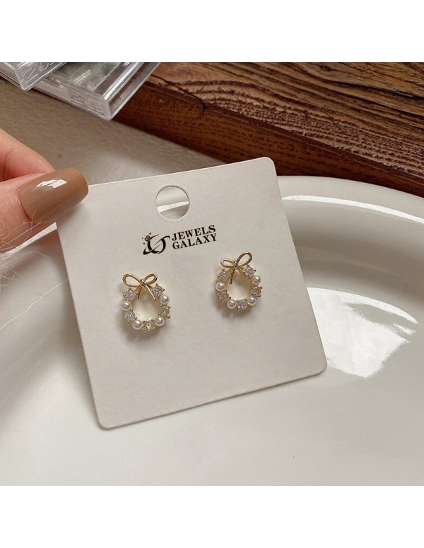 Jewels Galaxy Gold Plated Korean Amazing AD-Pearl Stud Earrings